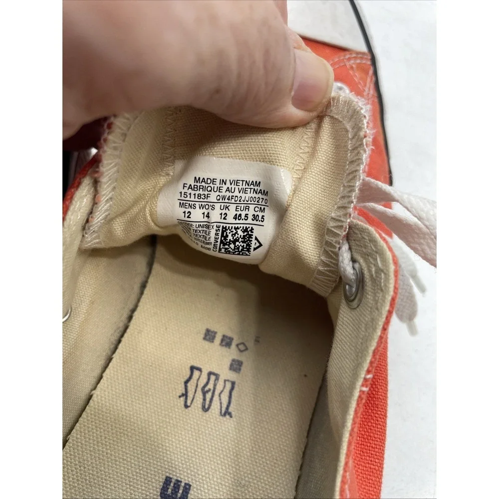 Converse All Star Low Top Neon Orange Shoes Sneakers Mens Size 12 151183F - Picture 9 of 9